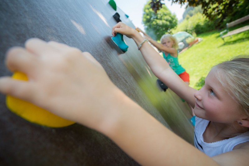 The kids can let off steam on the climbing wall